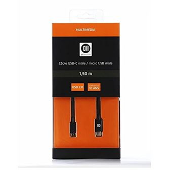 D2 Diffusion D2USBCMICUSB150 Câble USB Type C Mâle/Micro USB Noir - 1