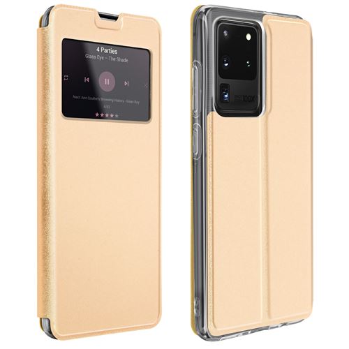 Etui pour Galaxy S20 Ultra avec Fenêtre Porte-carte Fonction Support Vidéo doré