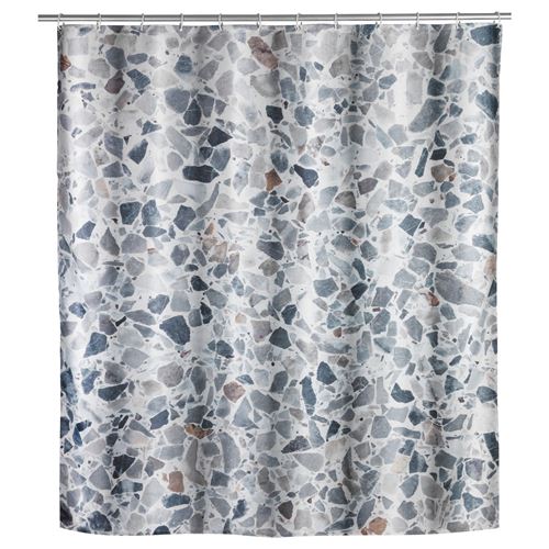 Wenko - Rideau de douche design Terrazzo - Polyester - 180 x 200 cm - Gris - Terrazzo