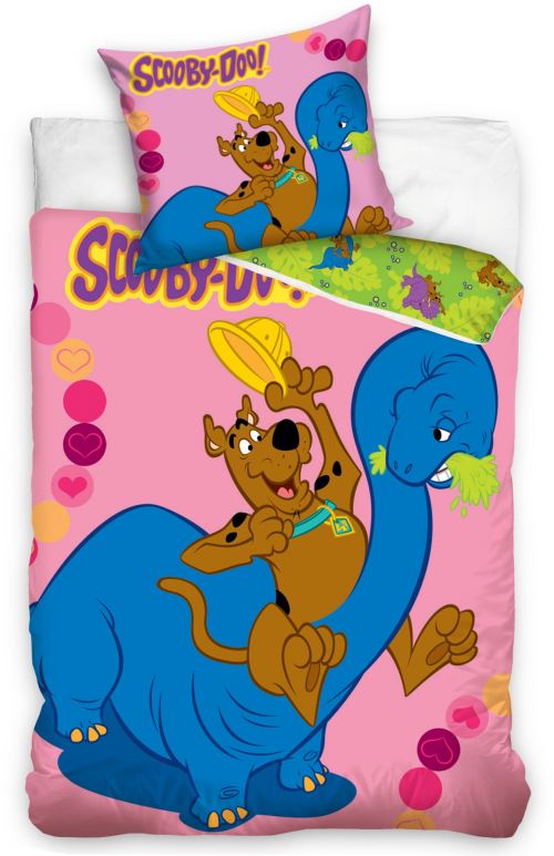Carbotex Housse de couette Scooby Doo avec Dino rose 160 x 200 cm