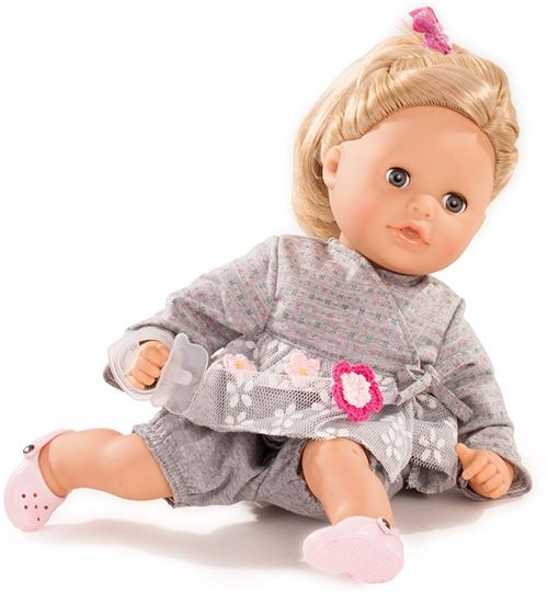 Gotz Cosy Aquini 13 poupée de bébé en tissu doux avec cheveux blonds et yeux bleus qui dormaient