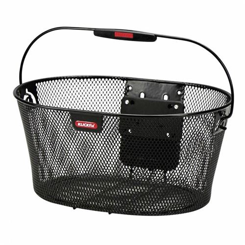 Panier avant acier fil klickfix ovalkorb 16l noir avec anse fixation sur cintre (40x19x29cm) (livre sans fixation)