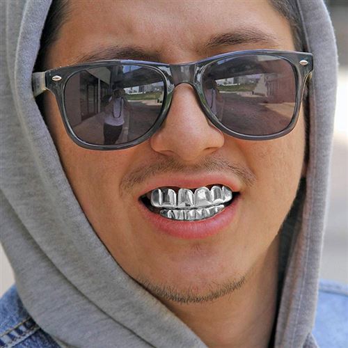 SHOP-STORY - Ensemble de dents style Hip Hop Grillz - Argenté