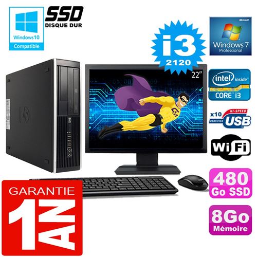 Pc hp compaq 8300 sff core i3-2120 ram 8go disque 480 go ssd wifi w7 ecran 22' État correct - Hewlett-Packard reconditionné disponible sur Fnac