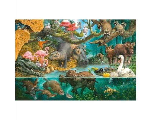 Puzzle 100 pièces : Familles d'animaux sur la rive aille Unique Coloris Unique