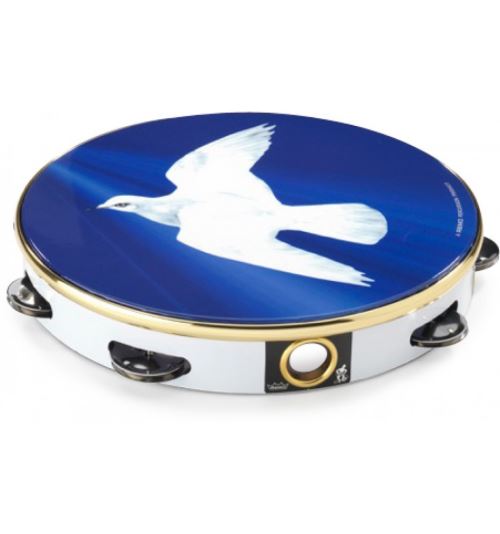 Remo TA-9110-18 - Tambourin de prière de 10 avec 1 rangée de 8 cymbalettes, finition Religious Dove
