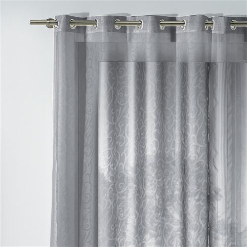 Rideau Voile Embosse Floral gris 110 x 240 cm Les Ateliers du Linge
