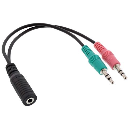Inline Câble Adaptateur De Casque Audio Inline®, 2X 3,5 Mm M À 3,5 Mm F 4 Broches, Ctia, 0,15 M