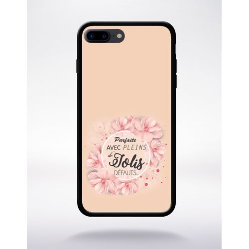 Coque Parfaite Avec Pleins De Jolis Defauts Fleurs Fond Rose Compatible Apple Iphone 7 Plus Bord Noir Silicone