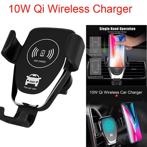 Qi Wireless Automatic Clamping QC3.0 Fast Car Charger Air Vent Mount Holder 10W