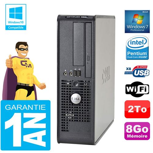 PC Dell 380 Sff Intel E5700 Ram 8Go Disque 2 To Graveur Dvd WiFi W7