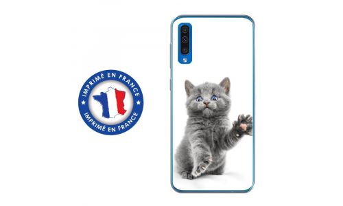 Coque souple pour Samsung Galaxy A50 avec impression Motifs chat yeux bleus