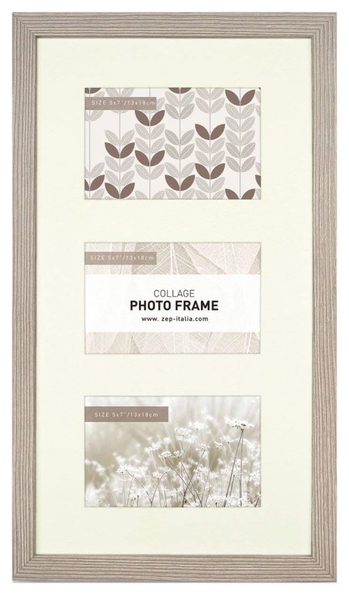Zep Cp646 Multi Vues 3 Photos 10x15 Cm Elba 2 Gris Bois Gris, Ivoire 45x25x3 Cm