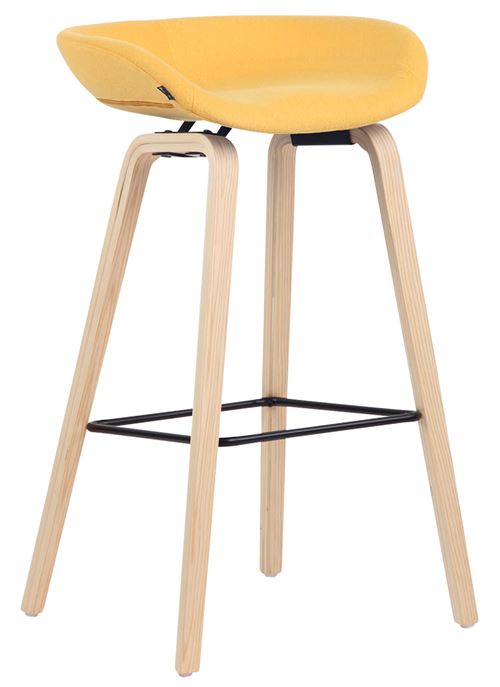Tabouret de bar Anaheim en feutrine à 4 pieds , Jaune/Bois de chêne Nature