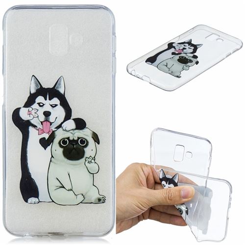 Coque en TPU impression de motifs en relief chiens adorables pour votre Samsung Galaxy J6 Plus