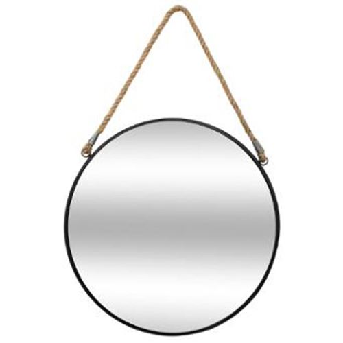 Atmosphera Espejo Redondo de Metal y Cuerda | Decoración de Pared Moderna y Versátil