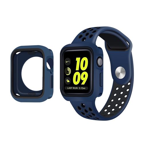 Bumper en TPU bicolore souple bleu foncé/noir pour votre Apple Watch Series 4 44mm