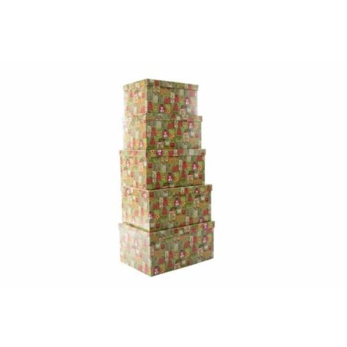 Lot de 5 boîtes cadeau en carton 50x35x25 cm vert nv-123710