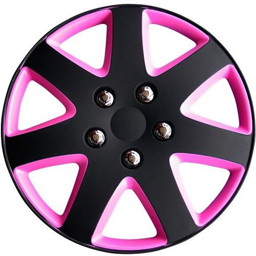 AutoStyle capuchons de moyeu Michigan 15 pouces ABS noir / rose lot de 4