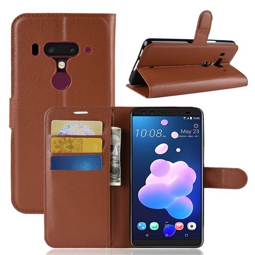 Etui en PU marron pour votre HTC U12+