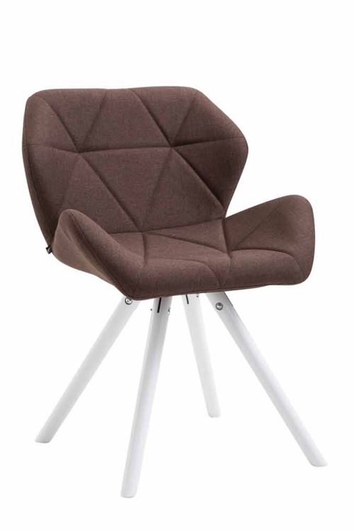 Chaise de salle à manger Tyler tissu pieds ronds avec piètement en bois de Chêne Blanc - Siège Marron