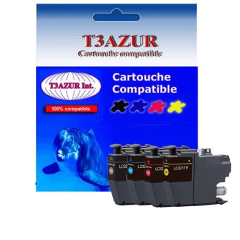 T3AZUR - 2+2 Cartouches compatibles Brother MFC-J6530DW, MFC-J6930DW, MFC-J6935DW, LC3217 XL (avec puce) - 1