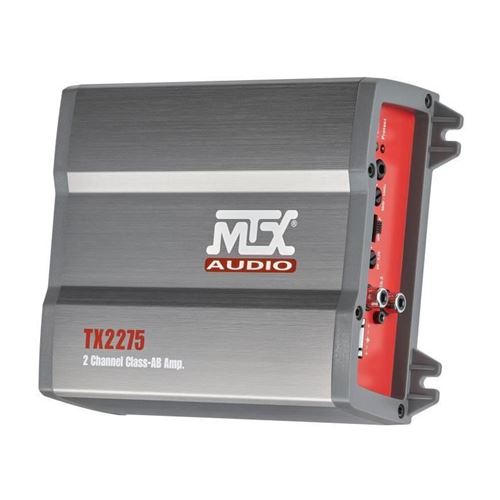 mtx amplificateur tx2275 2 x 110 w rms @2o ou 1 x 220 w rms @4o classe-ab filtre actif variable entrées haut niveau