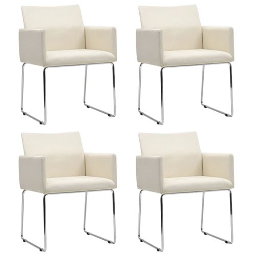 vidaXL Chaise de salle à manger 4 pcs Aspect de lin Blanc vidaXL Chaise de salle à manger 4 pcs Aspect de lin Blanc