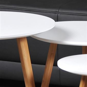 4 80 Sur Venus 3 Tables Gigognes Rondes Scandinave Blanc Laque