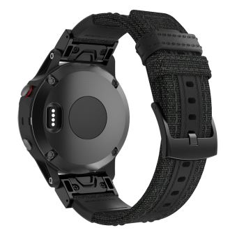 Bracelet en cuir veritable en toile noir pour votre Garmin Fenix 5 Plus Bracelet connecte Achat prix fnac