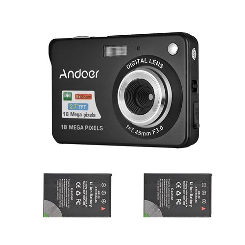 Andoer Appareil Photo Numérique 18M 720p HD - Batteries Rechargeables - 8X Zoom Numérique - Anti-Shake