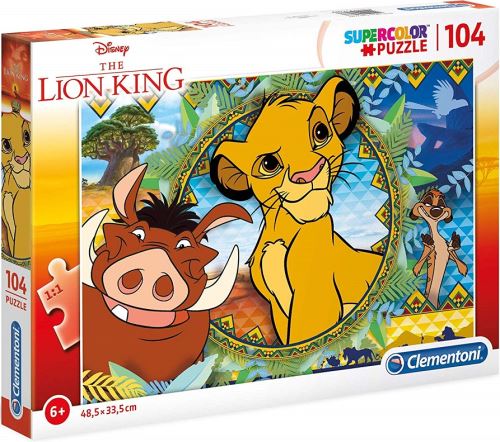 Puzzle 104 pieces roi lion : simba avec timon et pumbaa - puzzle enfant clementoni disney