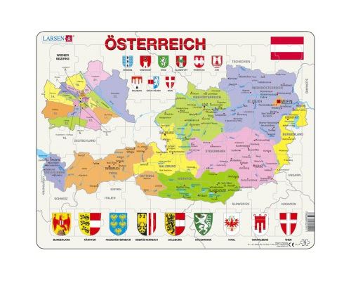 Puzzle 70 Pièces : Puzzle Cadre - Carte de l'Autriche (en Autrichien), Larsen