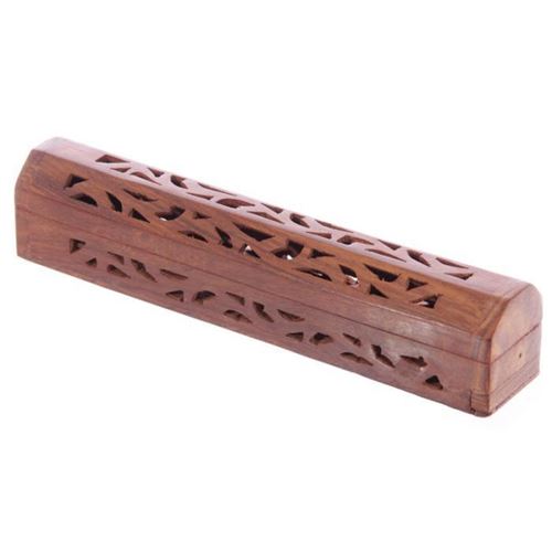 Boîte Bâton Encens En Bois Sheesham Avec Formes Découpées