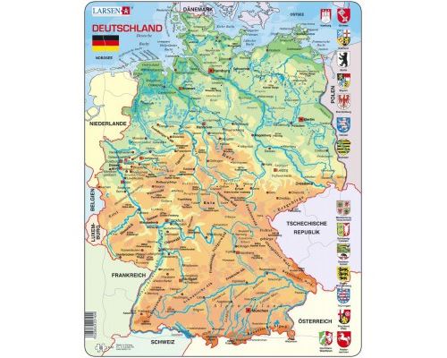 Puzzle 50 Pièces : Puzzle Cadre - Carte de l'Allemagne (en Allemand), Larsen