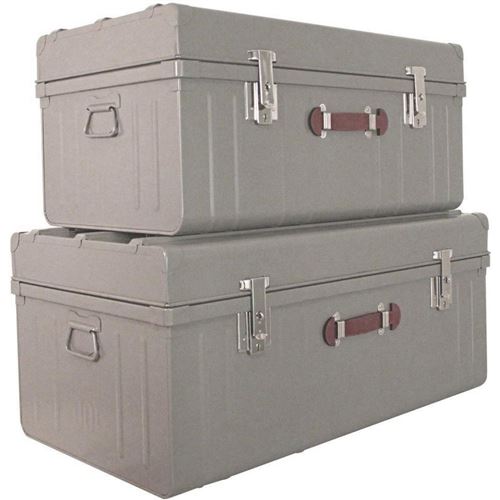 Pierre Henry - Malles métalliques gigognes gris souris nacré (Lot de 2)
