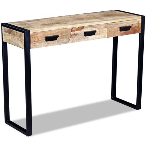 vidaXL Table console avec 3 tiroirs Bois de manguier 110 x 35 x 78 cm