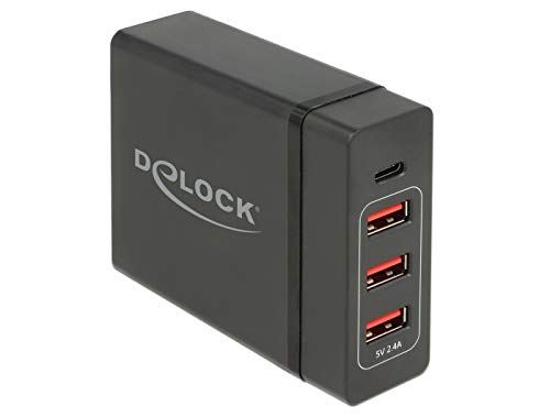 DeLOCK USB-Wandladegerät 63974 Intérieur Noir - Chargeurs de téléphones Portables (Intérieur, Secteur, 20 V, 1,2 m, Noir)