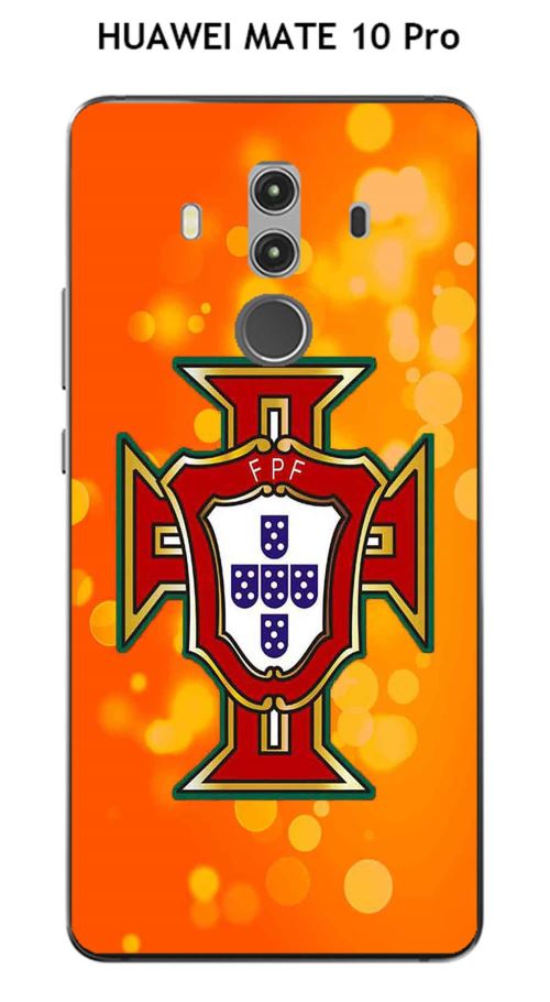 Coque HUAWEI MATE 10 Pro design Foot Portugal fond orange