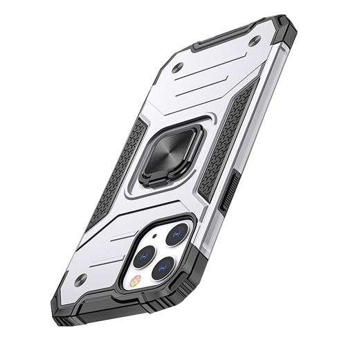 Housse de protection en TPU avec support de bague magnétique pour iPhone 12 Pro Max 6,7” - Argent