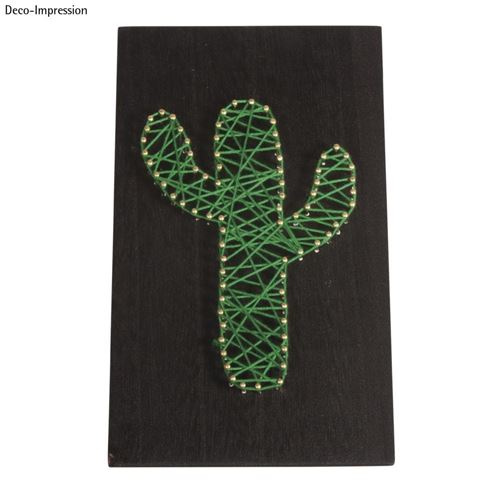 Tableau bois à clouer string art tableau de fil tendu cactus - rayher