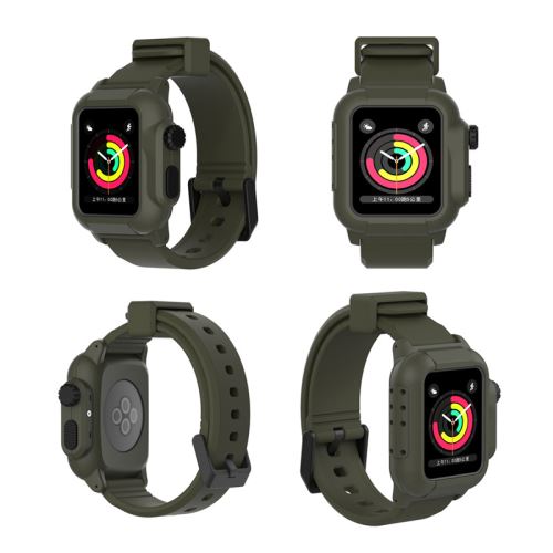 Bracelet en silicone WISETONY remplacement pour Apple Watch Series 2/3 42mm - Vert foncé