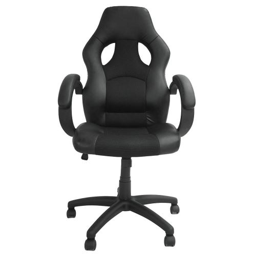 Todeco - Bureaustoel, Gamingstoel, Racing, Zwart, Imitatie leer en mesh op onderlinge afstand, Grootte: 115 x 65 x 65 cm