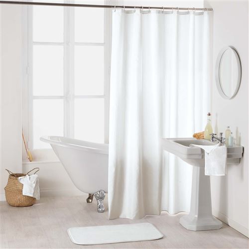 Rideau de douche avec crochets 180 x 200 cm polyester uni essencia Blanc