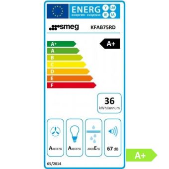 Smeg 50's Style KFAB75RD - Hotte - hotte décorative - largeur : 75 cm - profondeur : 61.6 cm - evacuation & recyclage - rouge
