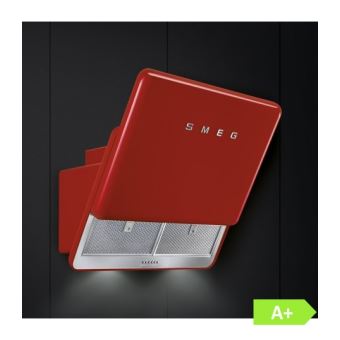 Smeg 50's Style KFAB75RD - Hotte - hotte décorative - largeur : 75 cm - profondeur : 61.6 cm - evacuation & recyclage - rouge