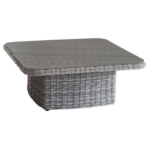 Table basse relevable de jardin en résine tressée Moorea - L. 110 x H. 45 cm - Gris ombre
