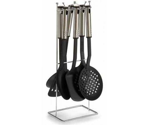 Set de 6 Ustensiles de Cuisine Manche en Acier et Polypropylène Noir