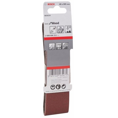 Bandes Abrasives 40X305 Assortis Par 3 - Ponceuse Bosch