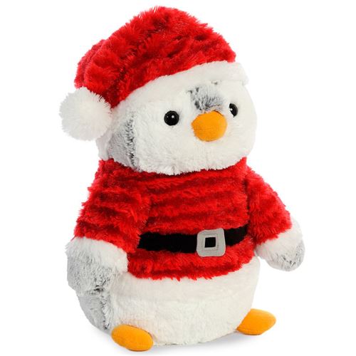 AURORA - Aurora World 89 Pompon Pingouin Père Noël, Gris/Rouge, 35,6 cm